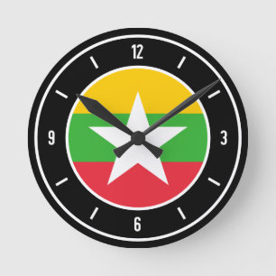 Myanmar Flag Elegant Runde Wanduhr