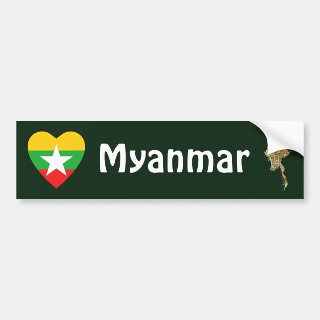 Myanmar Flag Herz + Karte Autoaufkleber (Vorne)
