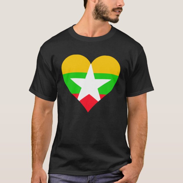 Myanmar Flag Herzstück Myanmar Liebe Myanmar T-Shirt (Vorderseite)