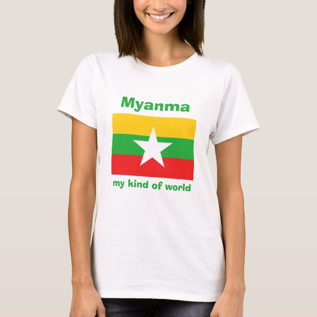 Myanmar Flag + Karte + Text-T - Shirt (Vorderseite)