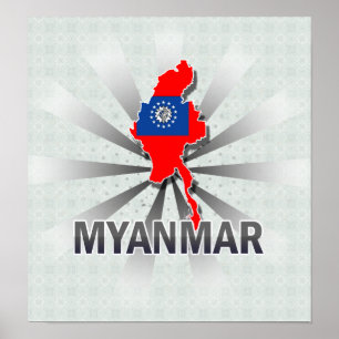 Myanmar Flag Map 2.0 Poster