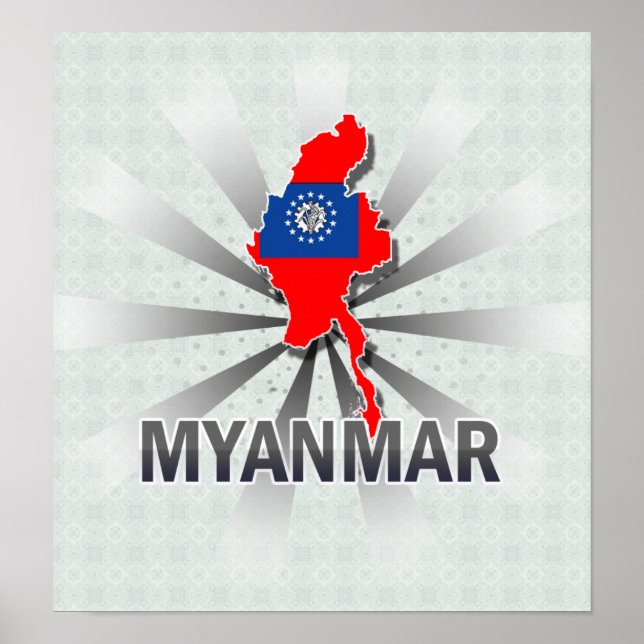 Myanmar Flag Map 2.0 Poster (Vorne)