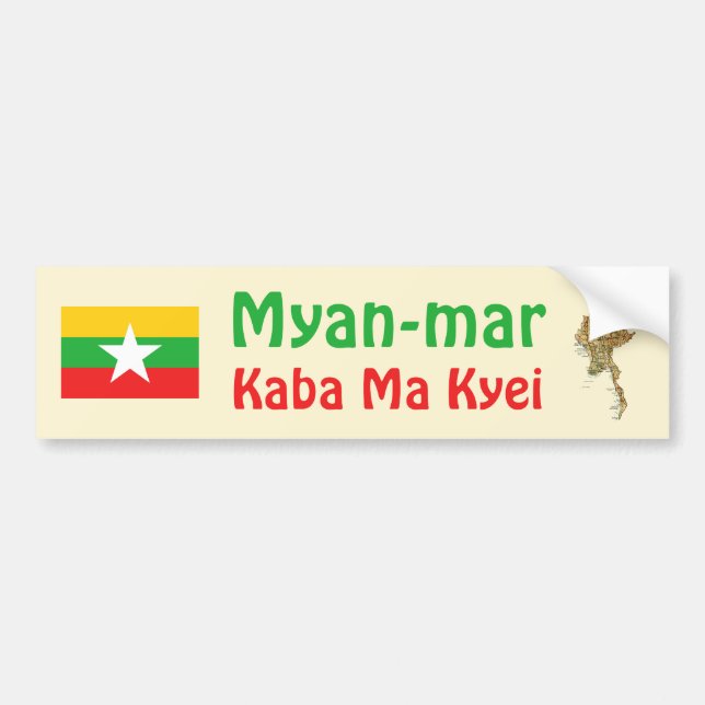 Myanmar Flag + Map Autoaufkleber (Vorne)