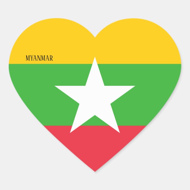 Myanmar Flag Splendid Patriotic Herz-Aufkleber (Vorderseite)