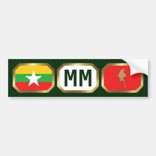 Myanmar-Flagge-Karte-Code-Aufkleber Autoaufkleber