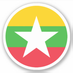 Myanmar-Flagge Rund Aufkleber