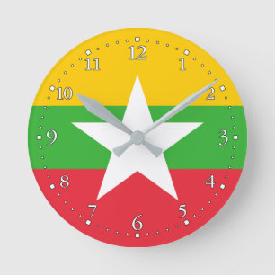 Myanmar-Flagge Runde Wanduhr