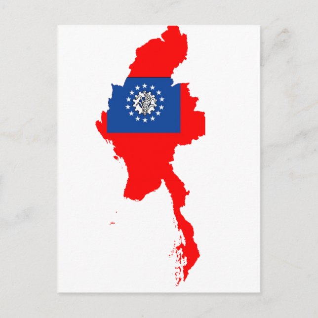 Myanmar-Flaggenkarte Postkarte (Vorderseite)