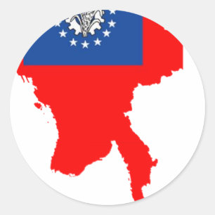 Myanmar-Flaggenkarte Runder Aufkleber