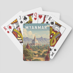 Myanmar-Illustration Reise Kunst Vintage Spielkarten
