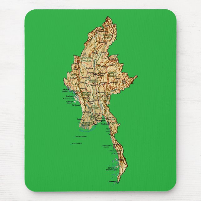 Myanmar-Karte Mousepad (Vorne)