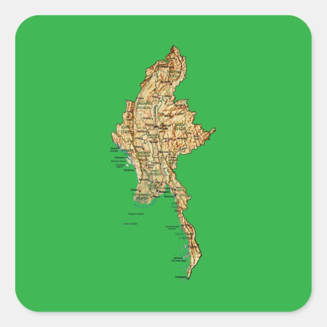 Myanmar Map Sticker (Vorderseite)