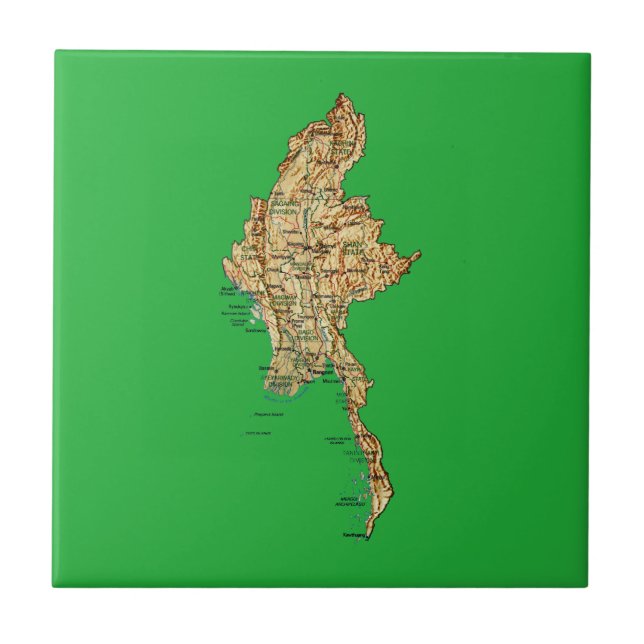 Myanmar Map Tile Fliese (Vorderseite)