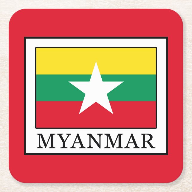 Myanmar Rechteckiger Pappuntersetzer (Vorderseite)