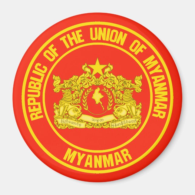 Myanmar Runde Emblem Magnet (Vorne)