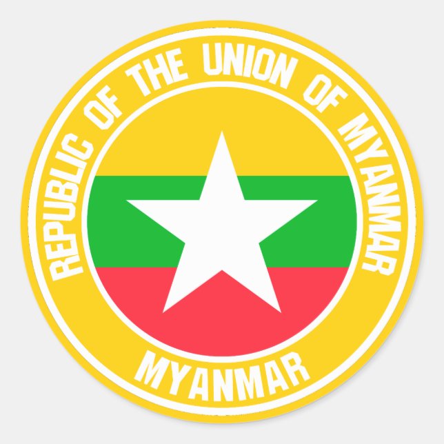 Myanmar Runde Emblem Runder Aufkleber (Vorderseite)