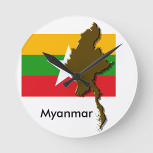 Myanmar Runde Wanduhr