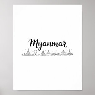 Myanmar Skyline Reise Urlaub Outfits Poster