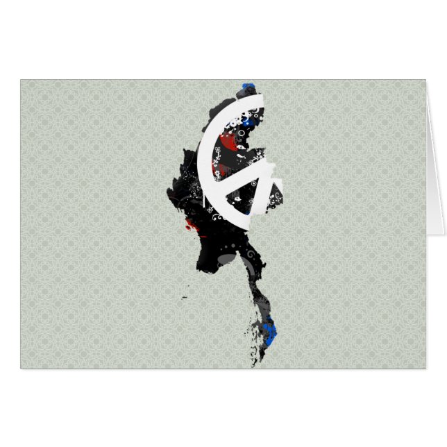 Myanmar Trendy Peace Sign mit Burma Map (Vorderseite (Horizontal))