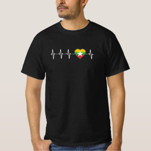 Myanmarese Heartbeat I Liebe Myanmar Flag Herz T-Shirt