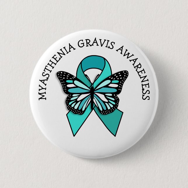 Myasthenia Gravis Awareness Ribbon Butterfly Button (Vorderseite)