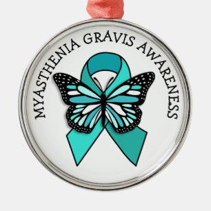 Myasthenia Gravis Awareness Ribbon Butterfly Ornament Aus Metall