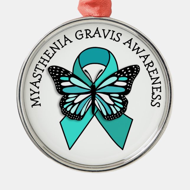 Myasthenia Gravis Awareness Ribbon Butterfly Ornament Aus Metall (Vorne)