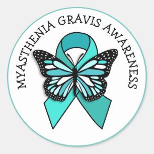 Myasthenia Gravis Awareness Ribbon Butterfly Runder Aufkleber