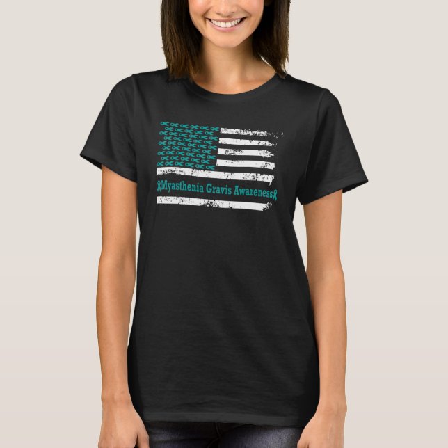 Myasthenia Gravis Awareness USA Flag American Supp T-Shirt (Vorderseite)