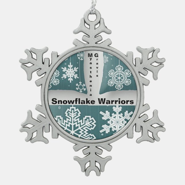 Myasthenia Gravis Bewusstsein Schneeflocken Zinn-Ornament (Vorderseite)