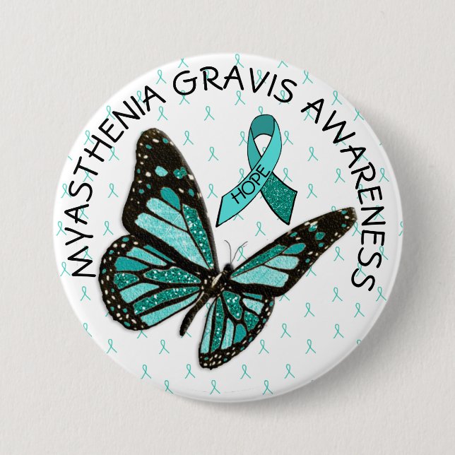 Myasthenia Gravis Hope Awareness Button Butterfly (Vorderseite)