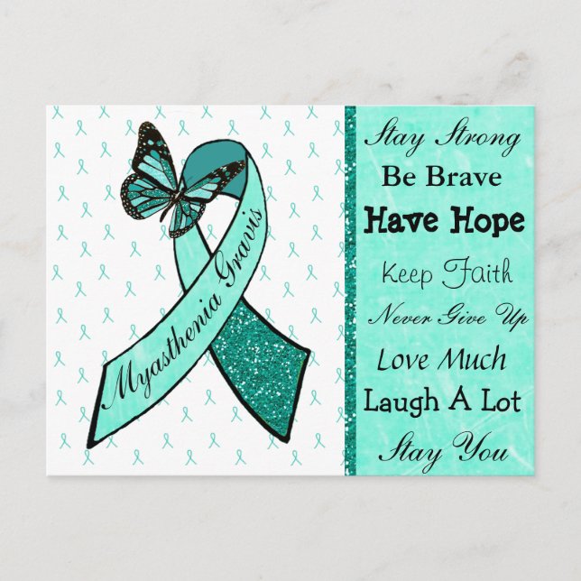 Myasthenia Gravis Hope Butterfly Ribbon Postkarte (Vorderseite)