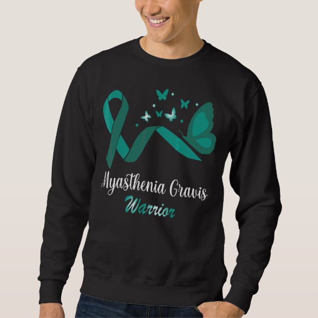 Myasthenia Gravis Warrior Butterfly Aquamarin Ribb Sweatshirt (Vorderseite)