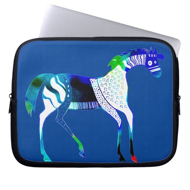 Mycenaean griechisch Inspiriert Blue Horse Laptop  Laptopschutzhülle (Vorderseite)