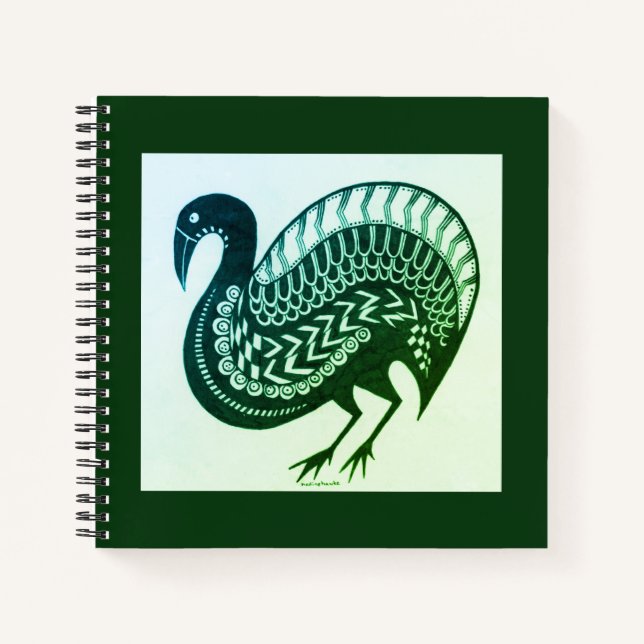 Mycenaean Griechisch Inspiriert Green Bird Noteboo Notizbuch (Vorderseite)