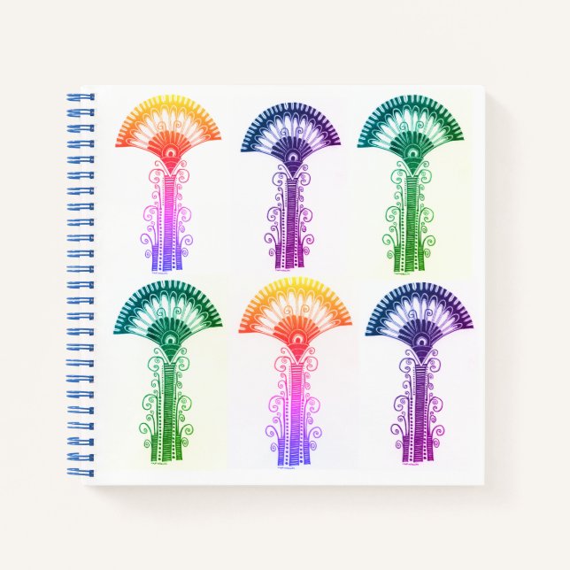 Mycenaean griechisch Inspirierte farbenfrohe Blume Notizbuch (Vorderseite)