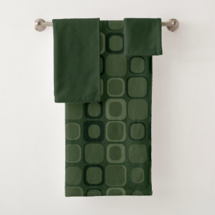 Mydeas Dunkelgrüne, bescheidene Retro-Quadrate Badhandtuch Set