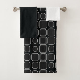 Mydeas Retro-Quadrate mit schwarzer und weißer K Badhandtuch Set