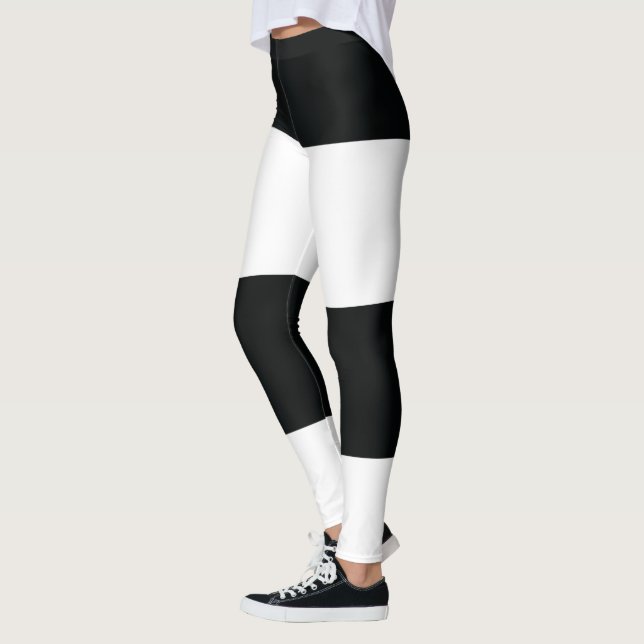 Mydeas | Schwarz-Weiß-Extra breite Streifen Leggings (Links)