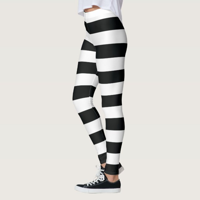Mydeas | Schwarz-Weiß-Streifen Leggings (Links)