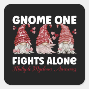 Myeloma Cancer Burgundy Ribbon Gnome Quadratischer Aufkleber