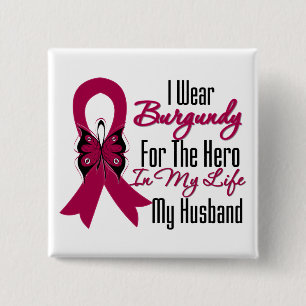 Myeloma Ribbon Hero My Husband Button