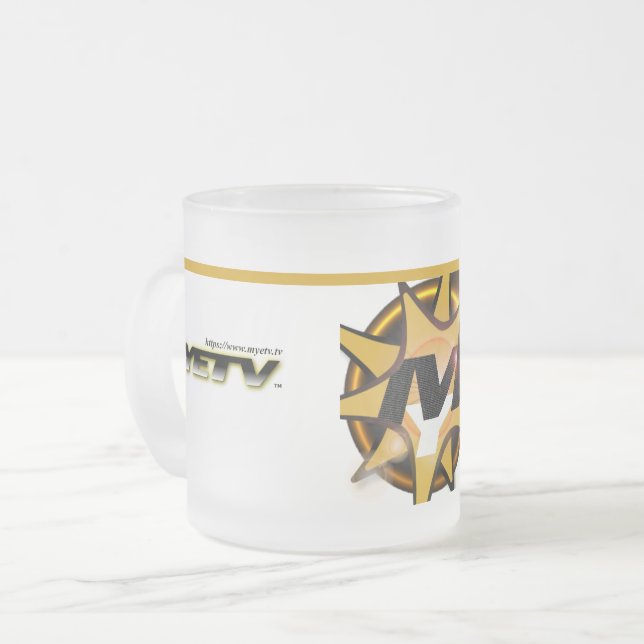 MYETV Glass Tasse 380gr. (Vorderseite Links)