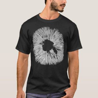 Mykologie auf Stencil Mushroom Spore Print Black T-Shirt