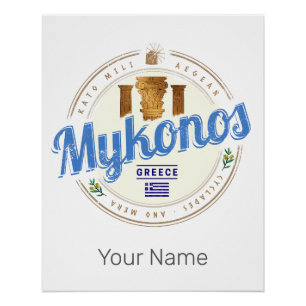 Mykonos Cyclades Islands Griechenland Vintag Souve Poster
