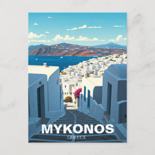 Mykonos Greece Cyclades Travel Street Postkarte