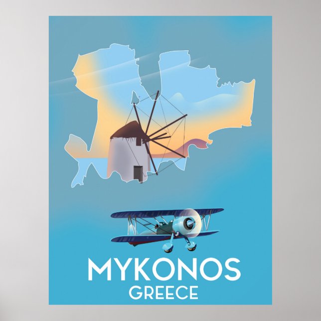 Mykonos Greece Map Reiseplakat Poster (Vorne)