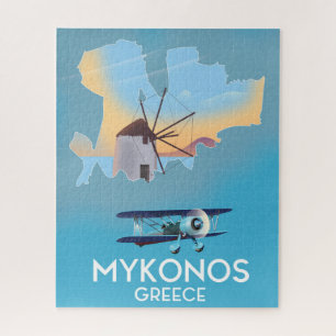 Mykonos Greece Map Reiseplakat Puzzle