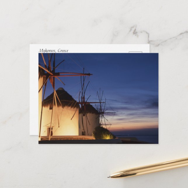 Mykonos Greece Postcard Postkarte (Vorderseite/Rückseite Beispiel)