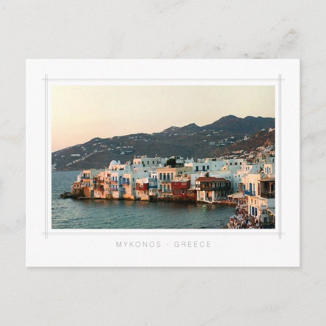 Mykonos Greece Sunset in Little Venice Postkarte (Vorderseite)